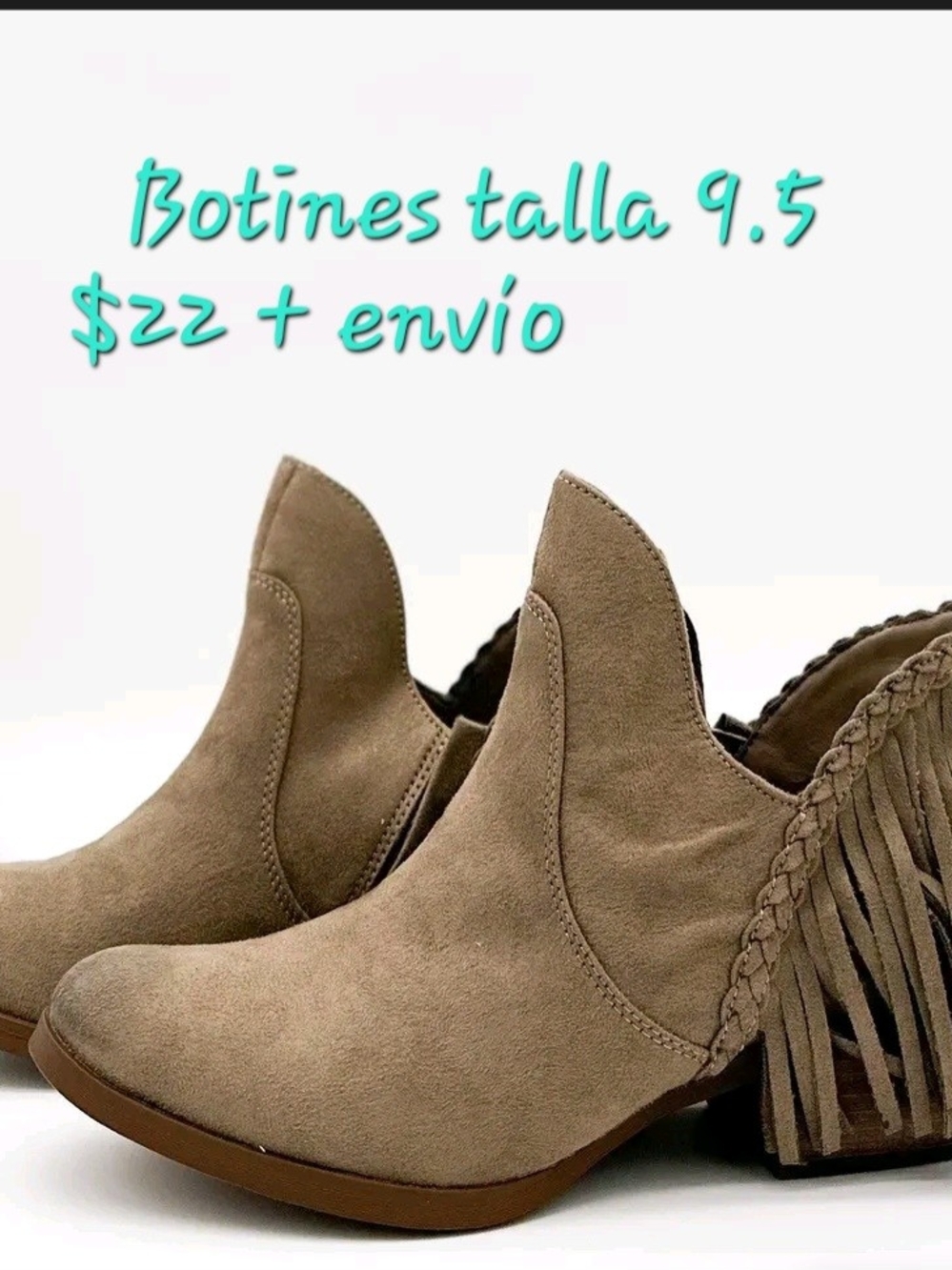 Not Rated Taupe Suede Fringe Ankle Boots